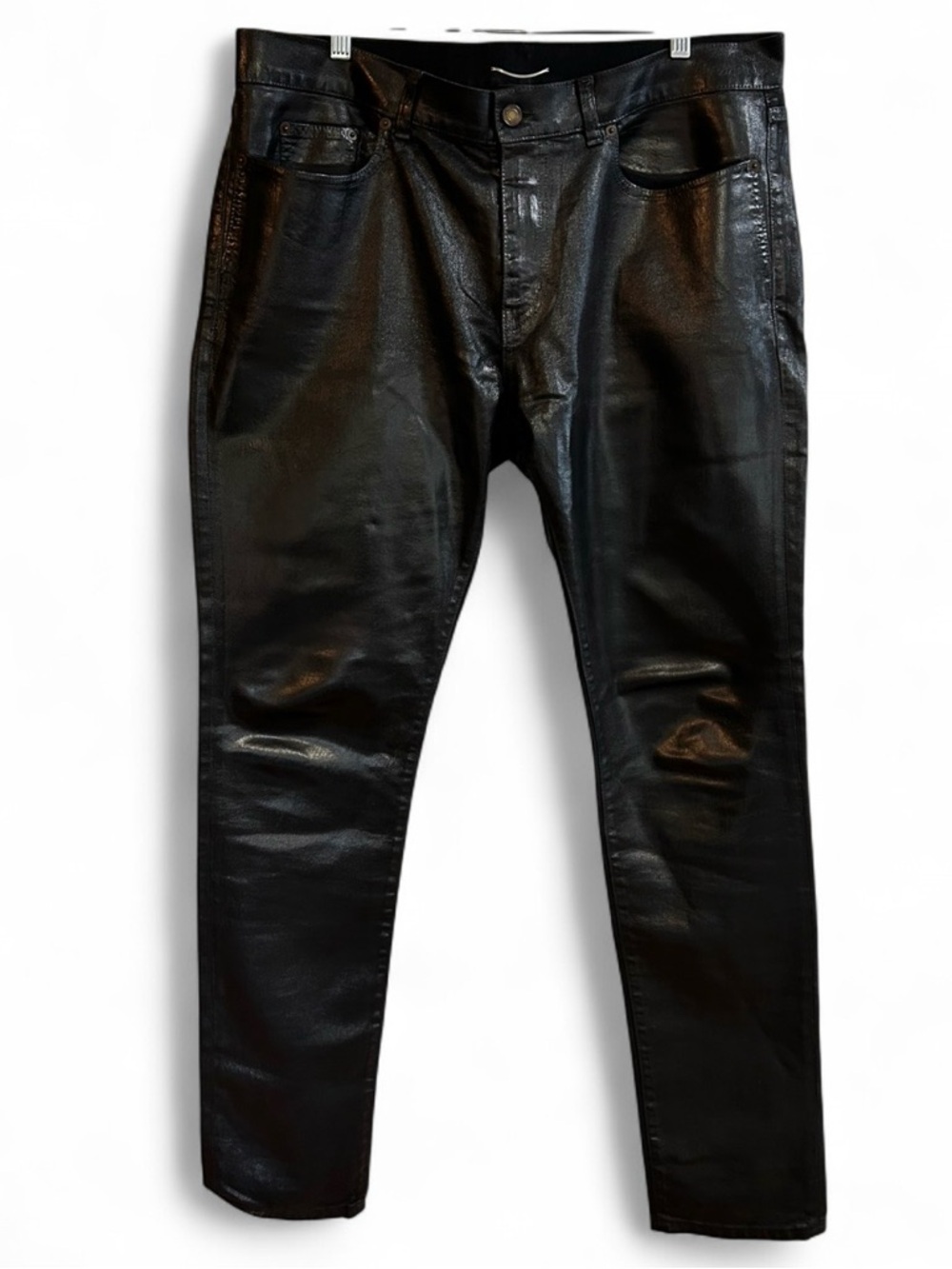 Saint Laurent Black Coated Skinny Jeans